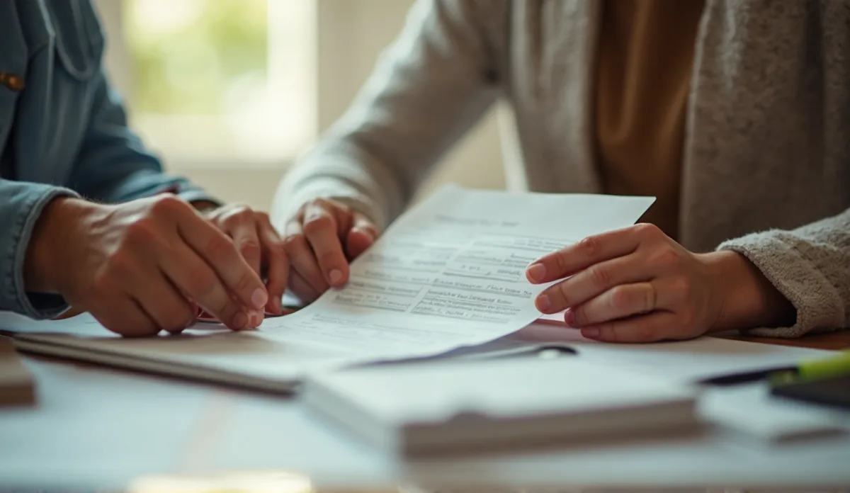 A hand holding a paper receipt over a table with a box and a product manual beside it
